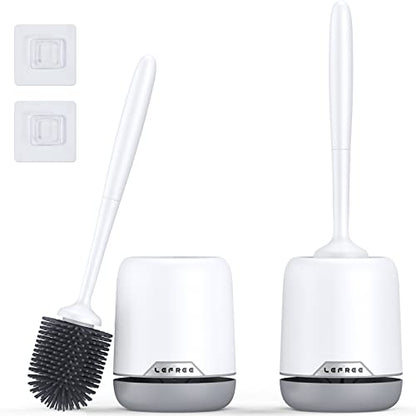 Lefree 2 Pack Silicone Toilet Bowl Brush and Holder Set with Ventilated Holder, Floor Standing & Wall Mounted Toilet Scrubber - color: Gray, size: 2 Pack