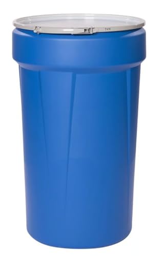 Eagle 55 Gallon Plastic Drum with Lid, Metal Lever-Lock, 39.1"x23.8", Open Head Lab Pack Drum Made of Durable, Lightweight HDPE, Withstands Weather and Chemicals, Made in USA, Blue, 1655MB - color: Blue, size: 55 Gallon, style: Metal Lever-Lock