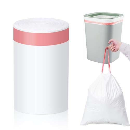 MakMeFre 8 Gallon Drawstring Tall Kitchen Trash Bags,Clean Fresh Scent and Heavy Duty Garbage Bags(100 Count,50x60cm) - style: 8Gallon(100Counts)White