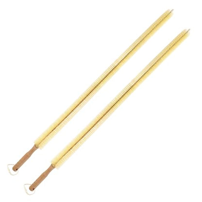 2 pcs 28''/ 72 cm Extra Long Nylon Brushes Set (Yellow), Wood Handle, Bendable, Bathroom Kitchen Cleaning Brush, Dryer Lint Remover Brush, for Radiator, Dryer Vent, Bathtub, Refrigerator, Pipe