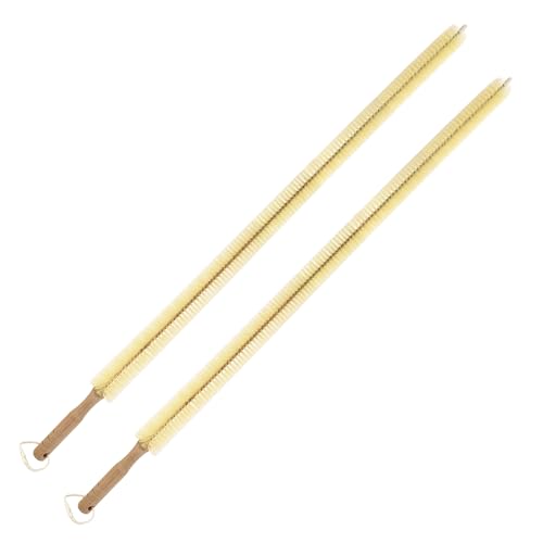 2 pcs 28''/ 72 cm Extra Long Nylon Brushes Set (Yellow), Wood Handle, Bendable, Bathroom Kitchen Cleaning Brush, Dryer Lint Remover Brush, for Radiator, Dryer Vent, Bathtub, Refrigerator, Pipe