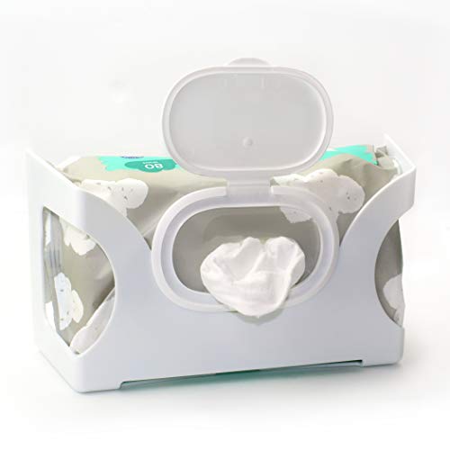 Gadjit Baby Wet Wipe Holder – Wall-Mounted WetWipe Dispenser Keep Wipes Easy-to-Reach with One-Handed Dispensing at Diapering, Potty-Training, Snack-time – Holds Up to 84-Count Pk – (White) - color: White
