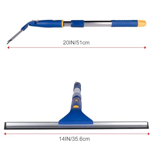 14" Shower Squeegee for Glass Doors, Extendable Squeegee for Shower Glass with 2 Blades,Window Squeegee,Window Cleaner Tool for Shower Doors, Windows, Bathroom and Car Windshields (25", Inches, 14)