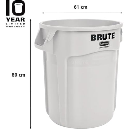 Rubbermaid FG264300 White 44 Gallon Brute LLDPE Heavy-Duty Round Container without Lid