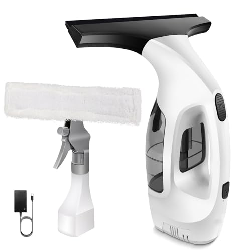 Cordless Window Vacuum Squeegee with 150ml Detachable Water Tank, Electric Window Cleaner Handheld Glass Cleaning Tool with Strong Suction for Shower Glass Mirror Car Door Streak-Free