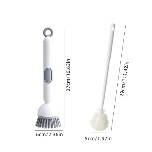 3 Piece Dish Cleaning Brush Set with Soap Dispenser and Long Reach Cup Brushes
