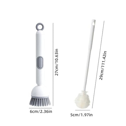 3 Piece Dish Cleaning Brush Set with Soap Dispenser and Long Reach Cup Brushes