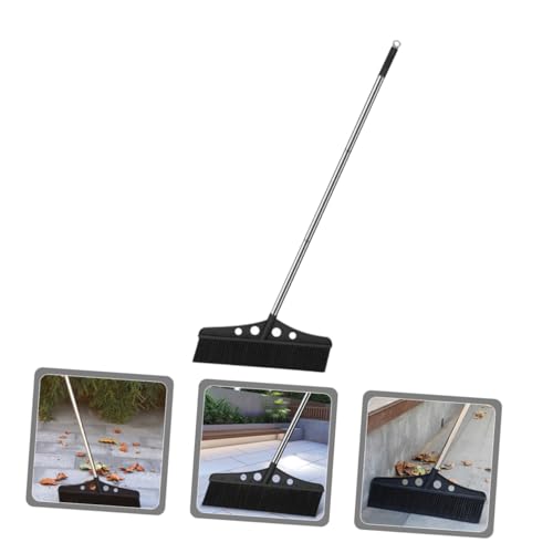 Wide Detachable Push Broom for Heavy Duty Outdoor Cleaning Stainless Steel Handle Scrub Brush for Concrete Patios Gardens