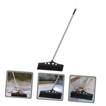 Wide Detachable Push Broom for Heavy Duty Outdoor Cleaning Stainless Steel Handle Scrub Brush for Concrete Patios Gardens