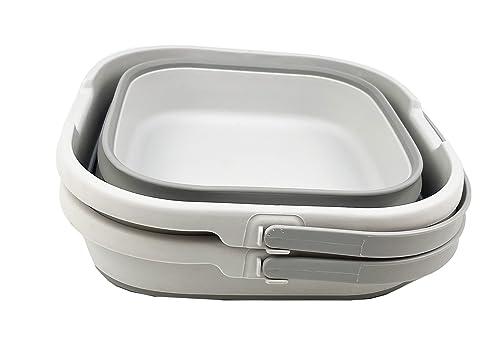 SAMMART 9.5L (2.5 Gallon) Collapsible Rectangular Handy Basket/Bucket (Grey (Set of 2)) - color: Grey (Set of 2)