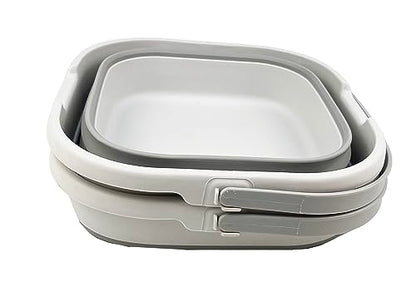 SAMMART 9.5L (2.5 Gallon) Collapsible Rectangular Handy Basket/Bucket (Grey (Set of 2)) - color: Grey (Set of 2)