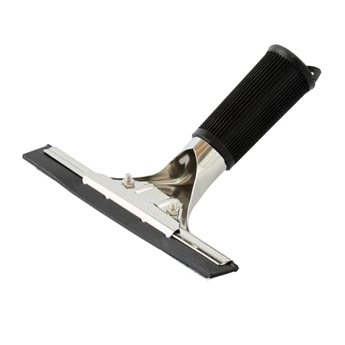 Restaurantware-Clean Tek Professional 5.91 Inch Window Squeegee, 1 Cleaning Squeegee with Rubber Blade - No-Slip Handle, Clean Mirror Or Car Windshield, Stainless Steel Wiper for Glass Door - size: 6", style: Stainless Steel, with Black Rubber Grip