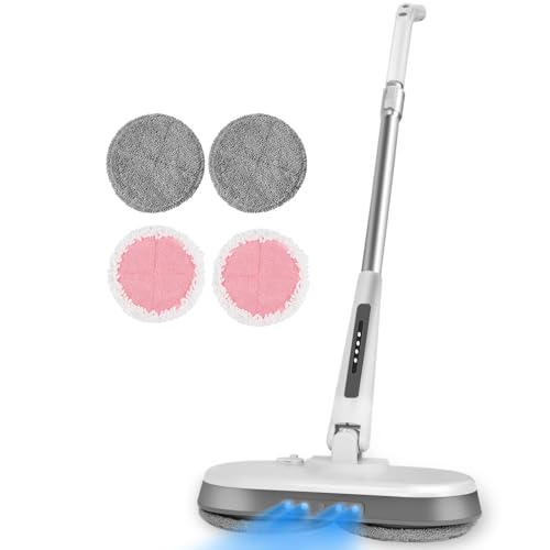 Cordless Electric Mop, Electric Spin Mop with LED Headlight and Water Spray,60 Mins Spin Power Scrubber Mops for Floor Cleaning,2000mAh Battery,350ml Water Tank,Standing Storage,Light Weight