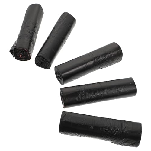 Thickened Drawstring Trash Bags 45X50Cm, 5pcs Black Disposable Kitchen Garbage Bags for Home Waste Sorting and Cleaning