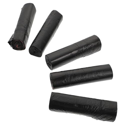 Thickened Drawstring Trash Bags 45X50Cm, 5pcs Black Disposable Kitchen Garbage Bags for Home Waste Sorting and Cleaning