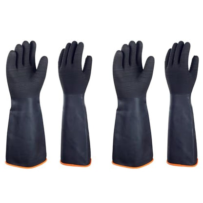 North Tower Heavy Duty Rubber Gloves, Industrial Gloves Waterproof Reusable Protective Work for Cleaning, Dishwashing, Upgraded with Non-Slip Design, Black（18in,2 pair） - size: 18”（2 pair）
