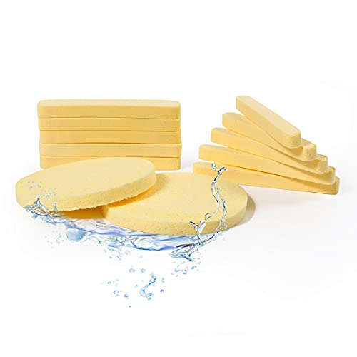 Facial Sponge Compressed,60 Pcs PVA Professional Makeup Removal Wash Round Face Sponges Spa Pads Exfoliating Cleansing for Women,Yellow - color: Yellow