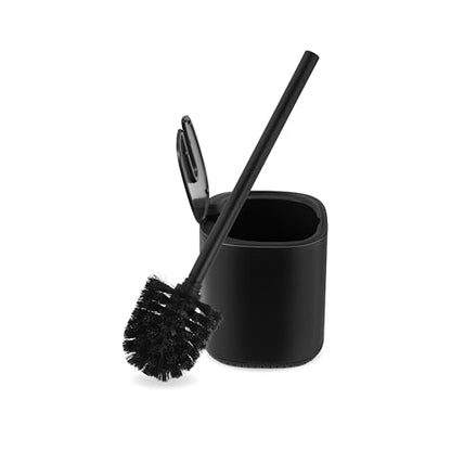 Toilet Brush and Holder Set Toilet Bowl Brush Stainless Steel Automatic Open lid Toilet Bowl Cleaner Brush with Durable Bristle Head Toilet Cleaning Brush for Bathroom - color: Black
