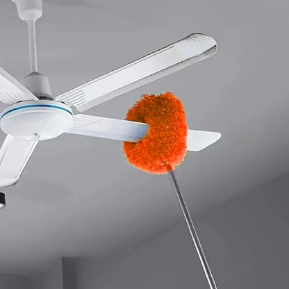 Duster Mop with Extension,Dust Mop Reusable Fan Cleaning Tool for Home, Car, Office, Blades, Windows, Glass Furniture,Orange - color: Orange