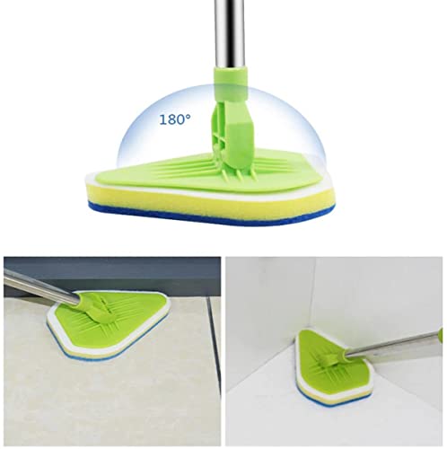 2 in 1 Scrub Cleaning Brush with 37” Long Extendable Handle,AIYoo Floor Scrubbing Brush,1 Stiff Bristle and 3 Sponge Brushes for Cleaning Tile Bathroom Tub,Detachable Cleaner Shower Scrubber