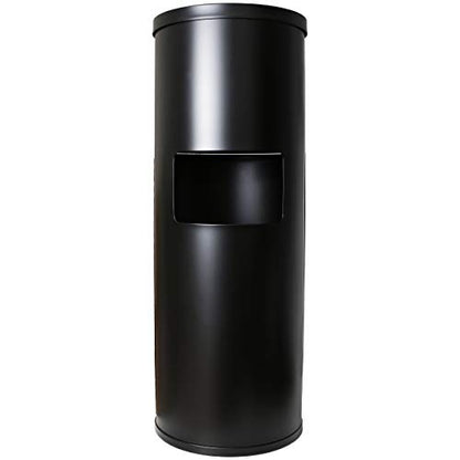 Black Stainless Steel Floor Stand Wipe Dispenser with Built-in Trash Can - Fits Wipes on Rolls - Perfect for Fitness Clubs, Schools/Daycares, Commercial and Residential Facilities