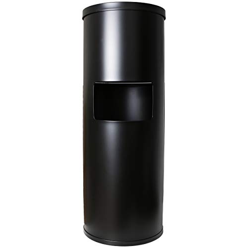 Black Stainless Steel Floor Stand Wipe Dispenser with Built-in Trash Can - Fits Wipes on Rolls - Perfect for Fitness Clubs, Schools/Daycares, Commercial and Residential Facilities