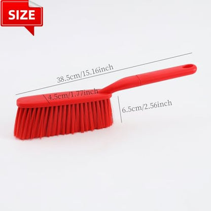 1 Pack 15" Hand Broom Brush,Soft Bristle Cleaning Brush,Crumb Debris Sweeping Brush,Dusting Brush,Comfort for Bed Car Couch Desk Sofa Furniture Clothes,Small Particles Hair Remover(Red) - color: Red 1