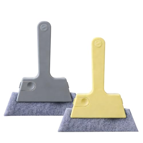 2 Pcs Magic Window Track Cleaner, 2026 New Upgraded Window Track Cleaner Brush, Window Gap Brushes for Homeowners, Multi Purpose Grooves Cleaning Brush for Sliding Windows (Grey&Yellow) - color: Grey&yellow