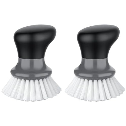 MR.SIGA Dish Scrub Brush, Palm Brush Dish Scrubber with Ergonomic Grip, Kitchen Brushes for Dishes, Gray, Pack of 2 - color: Gray