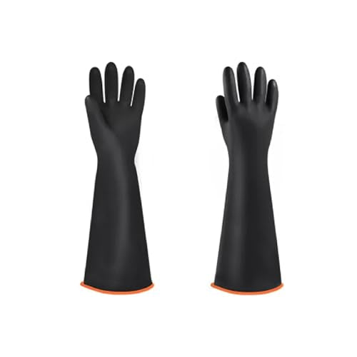 1 Pair Chemical Resistant Gloves, Reusable Long Rubber Dishwashing Gloves, Industrial Safety Waterproof Alkali Oil - size: L/22inch