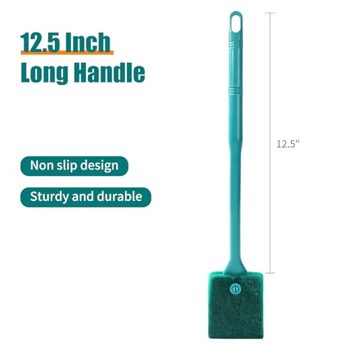 AQUANEAT Fish Tank Cleaning Tools, Aquarium Double Sided Sponge Brush, Algae Scraper Cleaner with Long Handle - size: 1pc