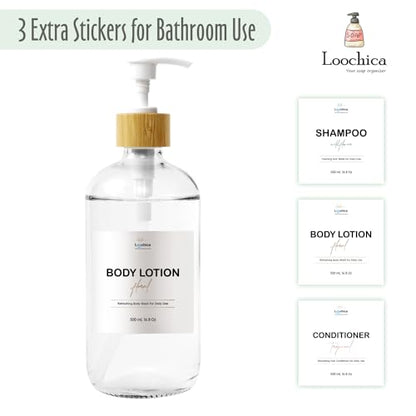 LOOCHICA Clear Glass Soap Bottle - Hands Free Dispenser for Kitchen or Bathroom - color: C07-clear-hands