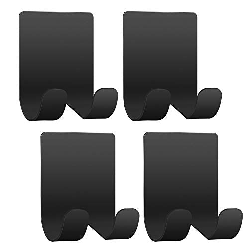 Razor Holder Shaver Hook Hanger Stand Caddy (4 Pack) Self Adhesive Stick on Hook Heavy Duty Stainless Steel Phone Holder for Shower, Tools for Hanging Washcloth Towel Loofah for Bathtub Wall, Black - color: Black, size: 4 Pack