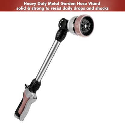 RESTMO Metal Watering Wand, Heavy Duty Garden Hose Wand with 180° Swivel Head, 16'' Hose Nozzle Sprayer with 7 Spray Patterns and Flow Control, for Water Hanging Baskets and Shrubs, Rose Gold - color: Rose Gold