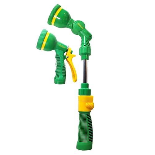 Miracle-Gro Watering Tool Kit – Includes 17 in. 6-Pattern Garden Hose Wand and 9-Pattern Heavy-Duty Spray Nozzle with Adjustable Spray Settings for Watering, Gardening, and Outdoor Use - style: Adjustable Hose Nozzle & Watering Wand Set