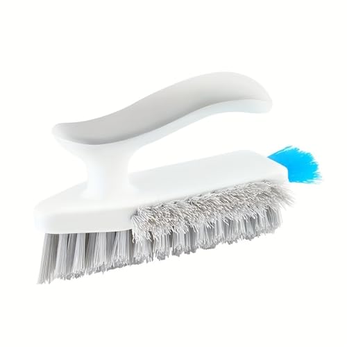 Cleaning Brushes 4-in-1 Floor Scrub Brush with Squeegee V-Shape Gap Scrub Bristles,for Tile, Shower,Grout,Kitchen and Floor (Grey) - color: Gray