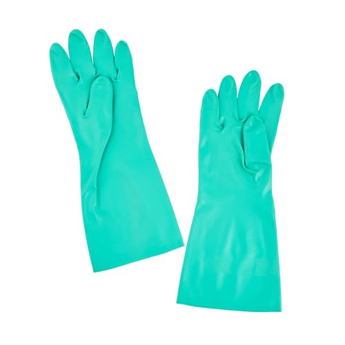 Restaurantware Green Cleaning Gloves 10 Pairs 15 Mil Thick Extra Large Heavy-Duty Nitrile Gloves With Long Cuff No-Latex Flock Lining For Use In Hospitals, Commercial Kitchens and Households - color: Green, size: 10/Extra large