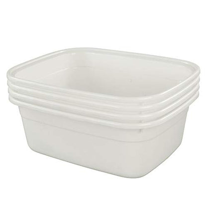 4-Pack 14 Quart Plastic Wash Basin/Dish Pan, White - size: 14 quart