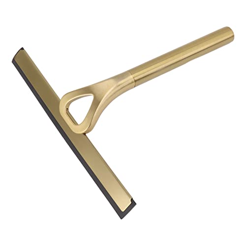 Gold Shower Squeegee Stainless Steel Window Squeegee Bathroom Cleaner Tool, Non Slip Handle, 10-Inch Blade, with Hook for Window, Tiles, Car Glass 22.5x22cm / 8.9x8.7in