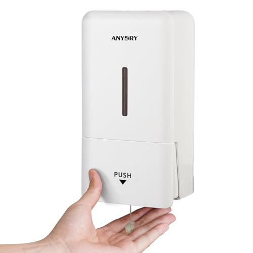 anydry 27oz (800 ml) Manual Wall Mounted Soap Dispenser, Ideal for Commercial Bathrooms Restaurants Hotels, Use with Liquid Hand Soap Shampoo, ABS White - color: Warm White
