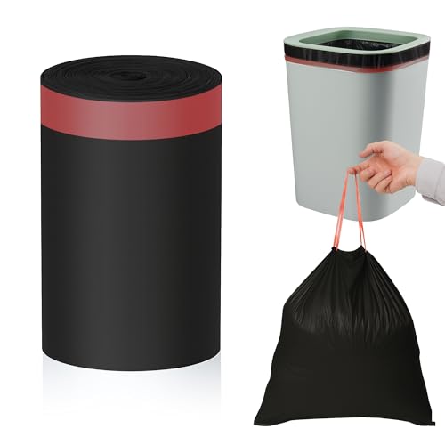 MakMeFre 33 Gallon Drawstring Tall Kitchen Trash Bags,Clean Fresh Scent and Heavy Duty Garbage Bags(30 Count,80x100cm) - style: 33Gallon(30Counts)Black