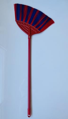 1 Pack Soft Sweeping Brooms /38” House Brooms for Sweeping Indoor& Outdoor Broom Cleaning/Asian Thailand Plastic Broom/Choi Nhua Thai LAN/Choi Nhua Quet Nha (1 pcs) (red&Blue) - color: Red&blue