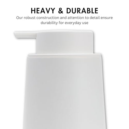 Matte White Round Soap Dispenser for Kitchen & Bathroom – 9 oz Refillable Resin Pump Bottle for Dish Soap, Hand Soap, Shampoo, Conditioner – Modern Countertop Dispenser with Non-Slip Protective Pads - color: White, style: Round Short Soap Dispenser
