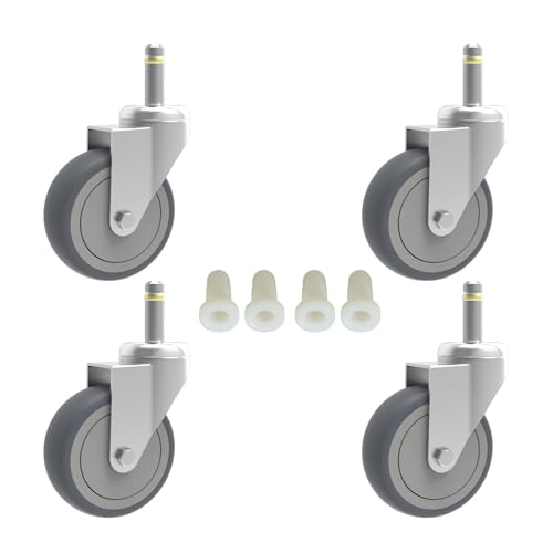 RILIDRI 2-Inch Swivel Stem Caster, 7/16-Inch Stem Diameter Rubber Wheel, Thermoplastic Rubber TPR Replacement Wheels for Weber Grill Shop Vac - 4 Pack - style: 2 Inch-125LB (No Brakes)