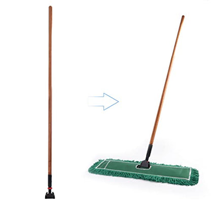 Matthew Cleaning Commercial Quick-Change Dust Mop Handle with Clip-on Metal Gripper for Heavy Duty Mop Head Replacement Holder, Lacquered Wood 60 inch 12packs-Natural - color: Hardwood