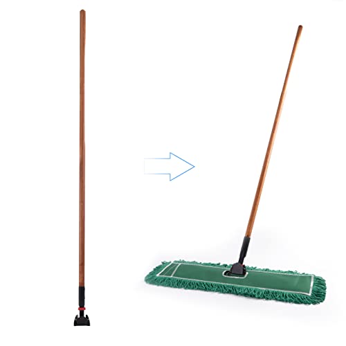 Matthew Cleaning Commercial Quick-Change Dust Mop Handle with Clip-on Metal Gripper for Heavy Duty Mop Head Replacement Holder, Lacquered Wood 60 inch 6packs-Natural - color: Hardwood