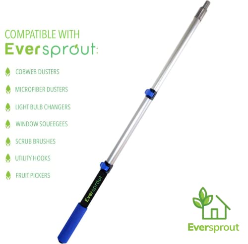 EVERSPROUT 1.5-to-3 Foot Telescopic Extension Pole | Lightweight Sturdy Aluminum Handle | Easy to Use Flip-Tab Lock Mechanism | Twist-On Metal Tip Works for Squeegee, Duster, Paint Roller (Pole only) - size: 3' Pole