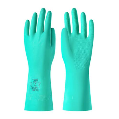 COOLJOB 18 Mil Chemical Resistant Nitrile Gloves 13" Long, Resist Household Acid, Alkali, Solvent and Oil, Latex Rubber Free - size: Large, style: Pack of 3