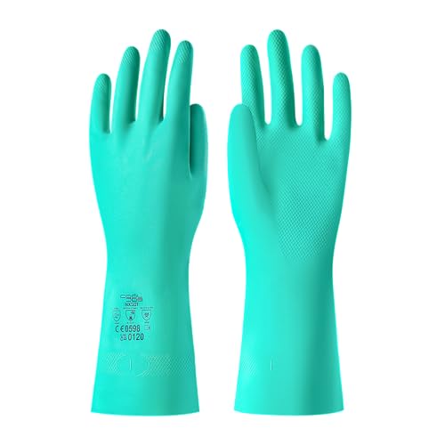 COOLJOB 18 Mil Chemical Resistant Nitrile Gloves 13" Long, Resist Household Acid, Alkali, Solvent and Oil, Latex Rubber Free - size: Medium, style: Pack of 3