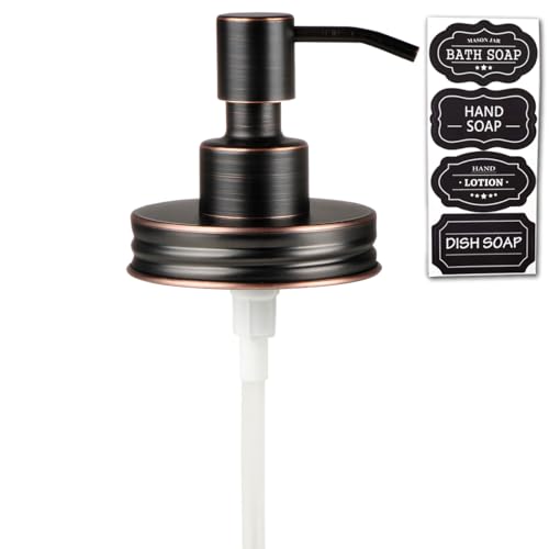 Amolliar Mason Jar Liquid Soap Dispenser Lid, Rust Proof Stainless Steel, Cute Farmhouse Decor for Kitchen, Bathroom, Bath, Refill Liquid Soap Pump for Hand Soap, Dish Soap, Lotion Soap, ORB 1 Pack - color: Oil Rubbed Bronze, size: 1 Pack